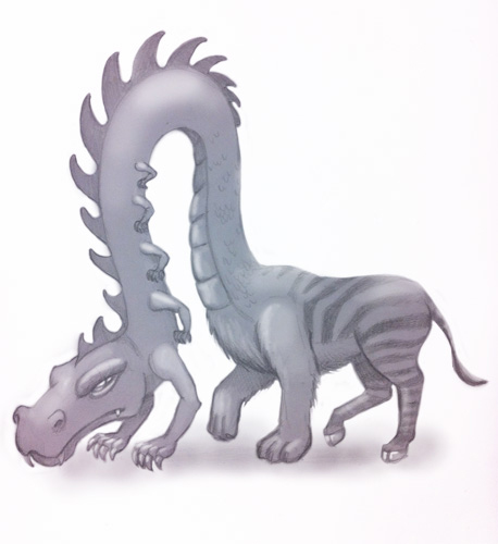 Illustration d'un zèbre mélangé à un dragon