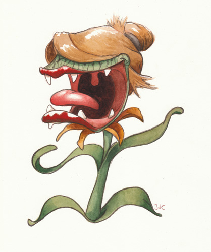 Illustration d'une plante carnivore féminine