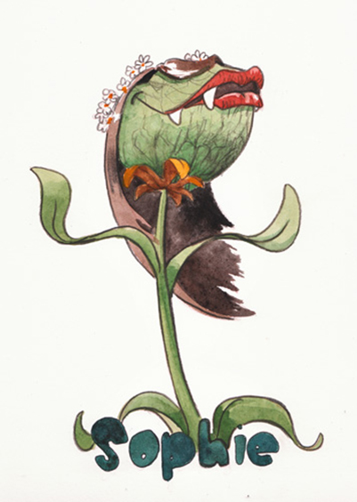 Illustration d'une plante carnivore avec une couronne de fleur