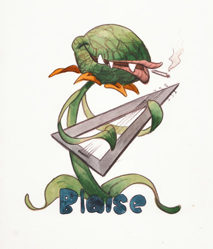 Illustration d'une plante carnivore jouant de la guitare