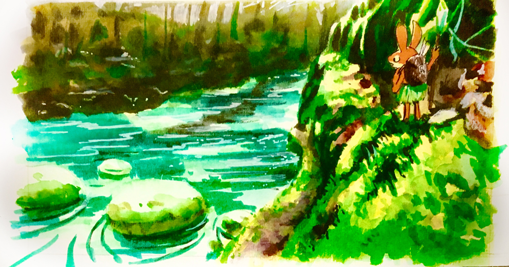 au bord de la rivière